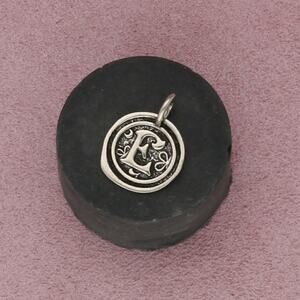 sterling silver letter e initial wax seal pendant